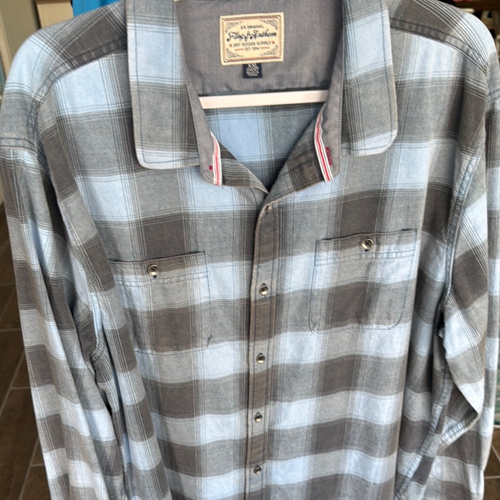 Flag & Anthem Gray Plaid Men's Shirt XXL Short